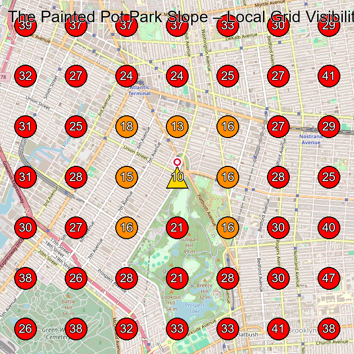 The Painted Pot Park Slope GeoGrid visibility map for Art Studio in Brooklyn